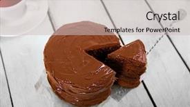  Presentation with cup cake - PPT theme consisting of piece and cup of tea background and a light gray colored foreground