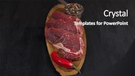  Presentation with beef - Colorful theme enhanced with piece fillet on middle size backdrop and a dark gray colored foreground