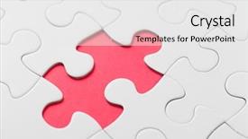  Presentation with jigsaw - Colorful PPT theme enhanced with piece missing from jigsaw puzzle backdrop and a white colored foreground