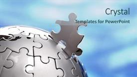  Presentation with solutions business - Presentation theme consisting of piece of a global puzzle background and a light blue colored foreground