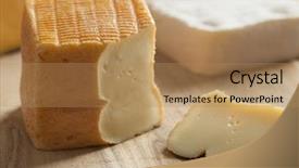  Presentation with piece of the pie - Presentation theme featuring piece of belgian limburger cheese background and a coral colored foreground