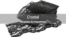  Presentation with piece of the pie - Beautiful presentation theme featuring piece of black blonde lace backdrop and a dark gray colored foreground