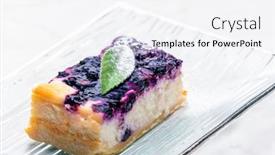  Presentation with cheesecake - Presentation consisting of piece-of-blueberry-cheesecake background and a sky blue colored foreground