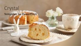  Presentation with bundt cake - Colorful PPT layouts enhanced with piece-of-bundt-glazed-cake backdrop and a coral colored foreground