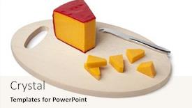  Presentation with cheddar - PPT theme featuring piece of cheddar cheese on a wooden board isolated on white background background and a lemonade colored foreground