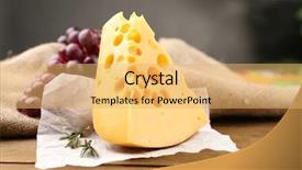  Presentation with table grape - Audience pleasing theme consisting of piece of cheese with grape backdrop and a yellow colored foreground