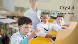  Presentation with substance - Colorful presentation design enhanced with piece of chemical substance backdrop and a soft green colored foreground