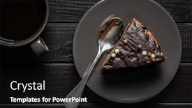  Presentation with chocolate dessert - Theme having piece-of-chocolate-cake background and a black colored foreground