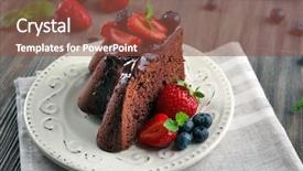  Presentation with berries - Amazing theme having piece of chocolate cake backdrop and a tawny brown colored foreground