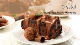  Presentation with mint - Beautiful PPT theme featuring piece of chocolate cake backdrop and a coral colored foreground