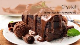  Presentation with mint - Audience pleasing PPT theme consisting of piece of chocolate cake backdrop and a coral colored foreground