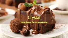  Presentation with mint - Theme featuring piece of chocolate cake background and a tawny brown colored foreground