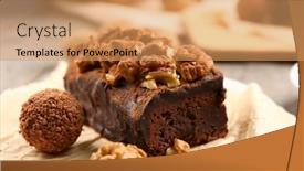  Presentation with walnut - Presentation design with piece of chocolate cake background and a coral colored foreground