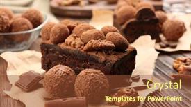  Presentation with walnut - Colorful slide deck enhanced with piece of chocolate cake backdrop and a tawny brown colored foreground