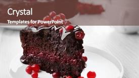  Presentation with banoffee pie cake on white - PPT layouts with piece of chocolate cake background and a tawny brown colored foreground