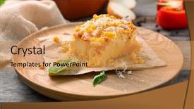  Presentation with pudding - PPT theme having piece of corn pudding background and a yellow colored foreground