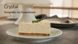  Presentation with cheesecake - Slide set consisting of piece of delicious cheesecake background and a coral colored foreground