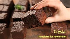  Presentation with chocolate - Cool new slides with piece of delicious chocolate cake backdrop and a tawny brown colored foreground