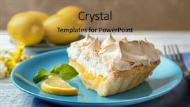  Presentation with homemade pastry apple pie pies - Colorful presentation design enhanced with piece of delicious lemon meringue backdrop and a coral colored foreground