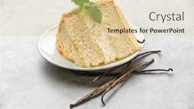  Presentation with vanilla - PPT theme with piece of delicious vanilla cake background and a lemonade colored foreground