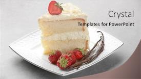  Presentation with vanilla - Cool new PPT theme with piece-of-delicious-vanilla-cake backdrop and a light gray colored foreground
