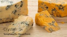  Presentation with blue cheese - Presentation theme with piece-of-english-shropshire-blue background and a coral colored foreground