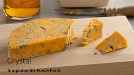  Presentation with blue cheese - Presentation theme having piece-of-english-shropshire-blue background and a coral colored foreground