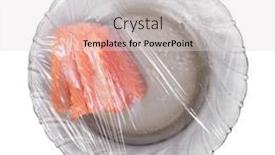  Presentation with film - Audience pleasing PPT theme consisting of piece-of-fish-on-plate backdrop and a light gray colored foreground