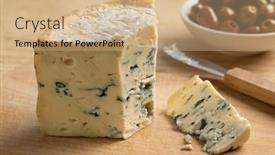  Presentation with blue cheese - Presentation with piece-of-french-blue-fourme background and a coral colored foreground