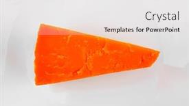  Presentation with white cheese - Cool new slide set with piece of french cheddar cheese on a ceramic plate isolated over white background backdrop and a light gray colored foreground