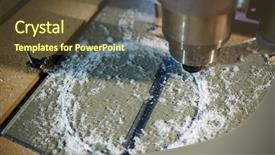  Presentation with industrial machine - Theme having piece of glass and shaving background and a tawny brown colored foreground