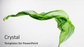  Presentation with fabric - PPT theme featuring cloth silk - piece of green fabric flying background and a white colored foreground