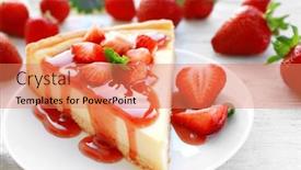  Presentation with strawberry - Slides consisting of piece-of-homemade-strawberry-cake background and a coral colored foreground