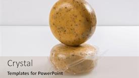  Presentation with white cheese - Presentation design enhanced with piece-of-homemade-vacuumed-traditional background and a coral colored foreground