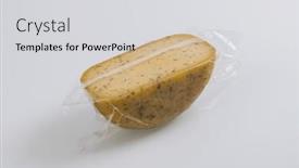  Presentation with white cheese - Presentation theme with piece-of-homemade-vacuumed-traditional background and a light gray colored foreground