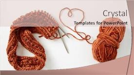  Presentation with needles - Cool new theme with piece of knitting with ball of yarn and a knitting needles backdrop and a lemonade colored foreground