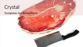 Presentation with meat - Audience pleasing presentation consisting of piece of meat and knife backdrop and a  colored foreground