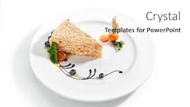  Presentation with sweet pastry - PPT theme having piece-of-napoleon-cake-creamy background and a white colored foreground