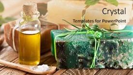  Presentation with natural soap - Amazing PPT layouts having organic cosmestics - piece of natural soap backdrop and a coral colored foreground