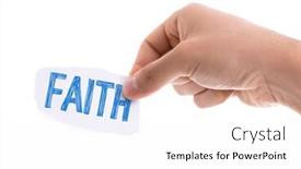  Presentation with faith - Colorful PPT theme enhanced with piece of paper with the word faith isolated on white background backdrop and a white colored foreground