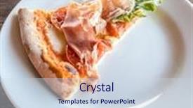  Presentation with rocket - Beautiful presentation featuring piece of pizza parma ham and rocket salad backdrop and a sky blue colored foreground