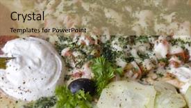  Presentation with rich - Cool new presentation theme with piece of rich piza backdrop and a coral colored foreground