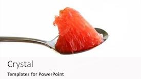  Presentation with ruby red - Amazing PPT theme having piece-of-ruby-red-grapefruit backdrop and a white colored foreground