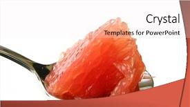  Presentation with ruby red - Audience pleasing PPT layouts consisting of piece of ruby red grapefruit on a teaspoon isolated on white background backdrop and a sky blue colored foreground