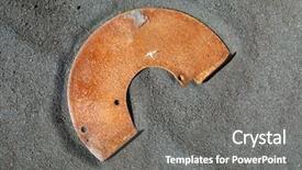  Presentation with metal - Cool new PPT theme with piece of rusty metal found backdrop and a gray colored foreground