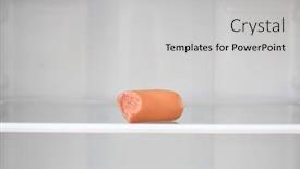  Presentation with refrigerator - PPT theme featuring piece of sausage in empty refrigerator background and a light gray colored foreground