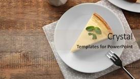  Presentation with cheesecake - Presentation enhanced with piece of tasty cheesecake background and a mint green colored foreground
