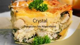  Presentation with food lasagna - Cool new PPT theme with piece of tasty spinach lasagna backdrop and a yellow colored foreground