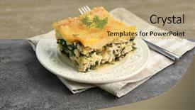  Presentation with food lasagna - Beautiful slides featuring piece of tasty spinach lasagna backdrop and a yellow colored foreground
