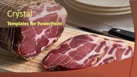 Presentation with pork bacon - PPT layouts consisting of piece-of-traditional-croatian-dried background and a tawny brown colored foreground
